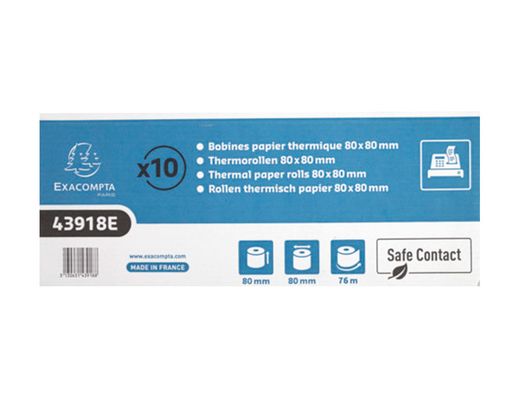 Rollo sumadora exacompta safe contact termico 80 mm x 80 mm 52 g/m2