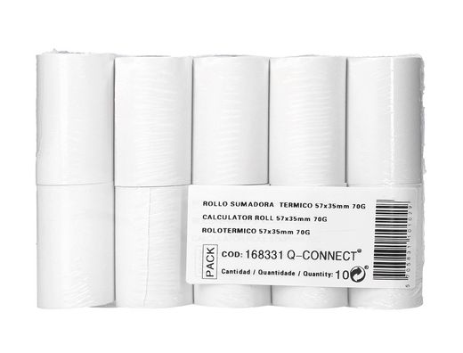 Rollo sumadora termico Greening 57 mm ancho x 35 mm diametro para tpv sin bisfenol a papel de 70 g/m2
