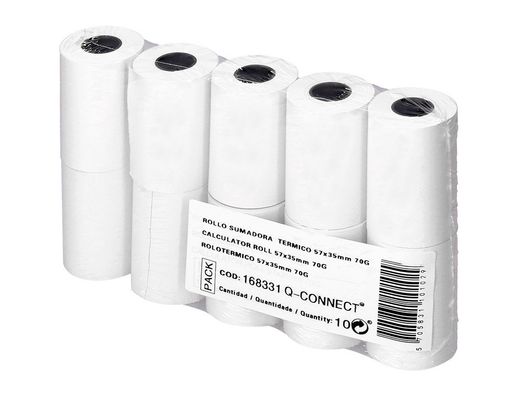 Rollo sumadora termico Greening 57 mm ancho x 35 mm diametro para tpv sin bisfenol a papel de 70 g/m2