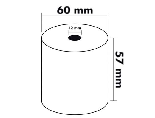 Rollo sumadora térmico Greening 57 mm ancho x 60 mm diámetro sin bisfenol a papel de 70 g/m2