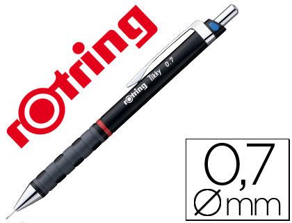 ROTRING Portaminas Tikky Recargable Trazo 0.7 mm Negro Punta metálica Ref. 1904696