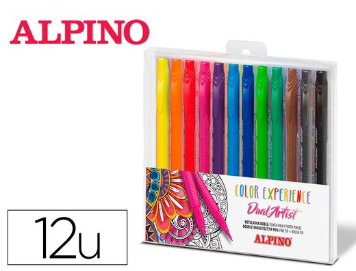 Rotulador alpino dual artist color experience estuche de 12 unidades colores surtidos