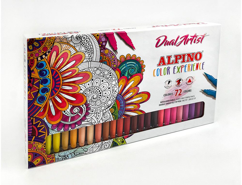 Rotulador alpino dual artist doble punta color experience estuche de 72 unidades colores surtidos