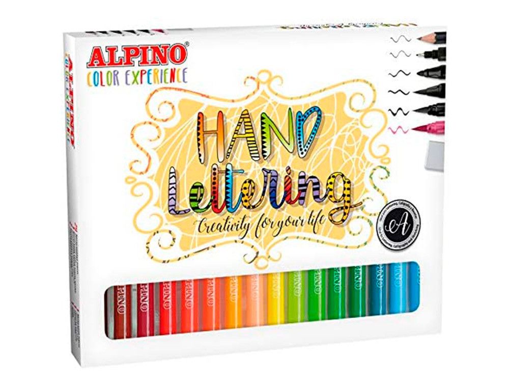 Rotulador alpino metallic lettering doble punta estuche de 12 unidades colores surtidos