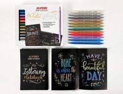 Rotulador alpino metallic lettering doble punta estuche de 12 unidades colores surtidos