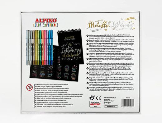 Rotulador alpino metallic lettering doble punta estuche de 12 unidades colores surtidos