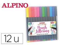 Rotulador alpino punta de pincel lettering estuche de 12 unidades colores surtidos