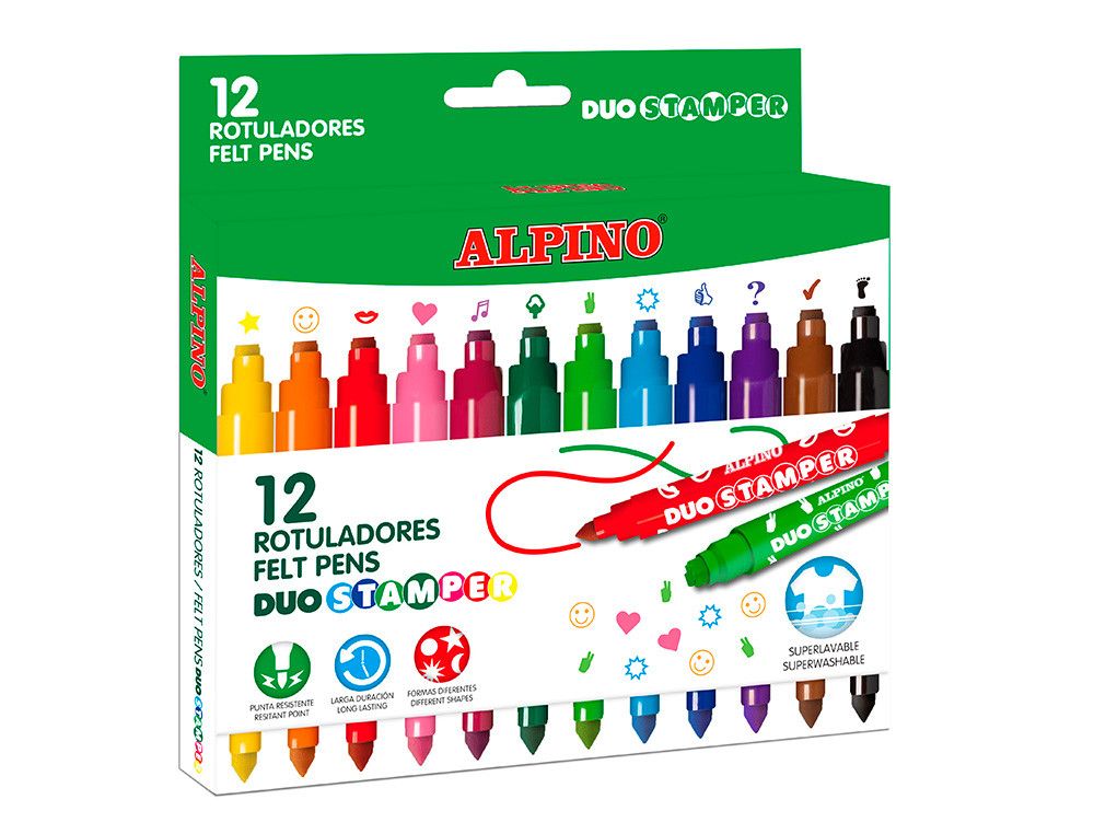 Rotulador alpino stamper duo caja de 12 unidades colores surtidos