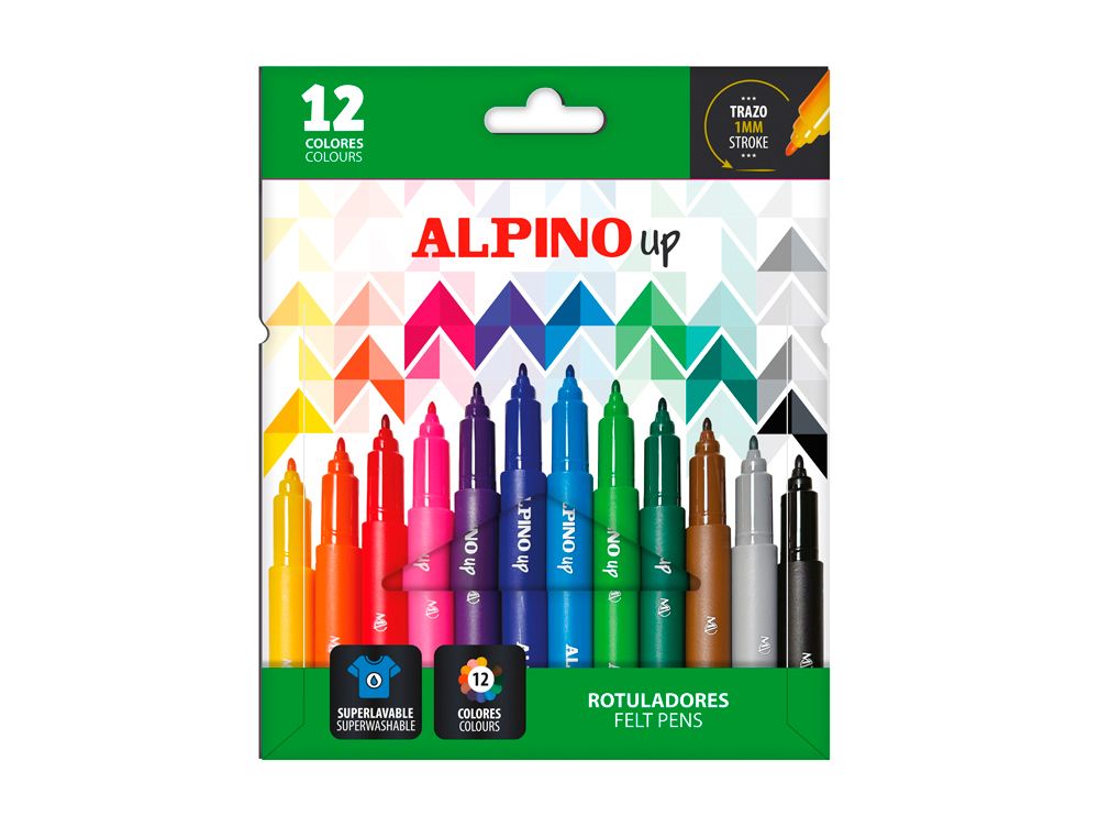 Rotulador alpino up punta 1 mm caja de 12 unidades colores surtidos