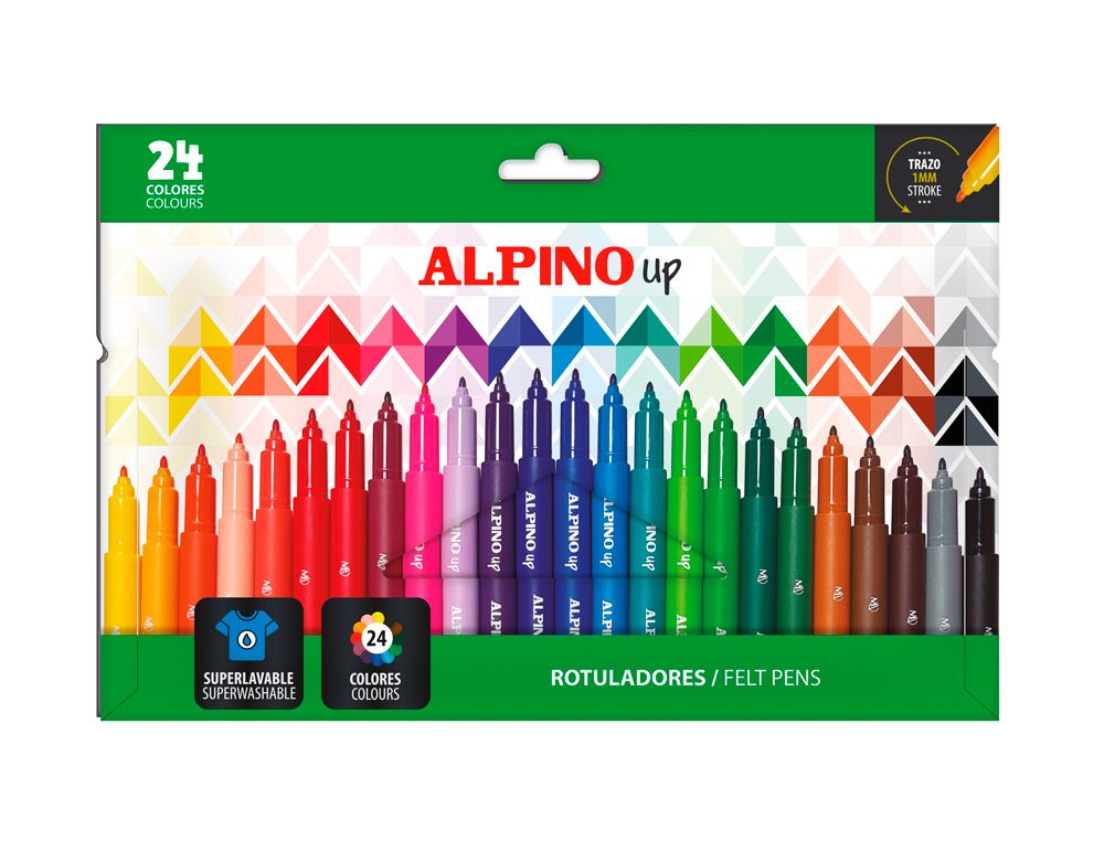 Rotulador alpino up punta 1 mm caja de 24 unidades colores surtidos