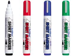 Rotulador Artline Camiseta Ekt-2 Negro Rojo Azul y Verde Punta Redonda 2 mm para Uso en Camiseta Caja de 4