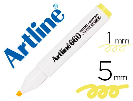 Rotulador artline fluorescente ek-660 amarillo pastel punta biselada