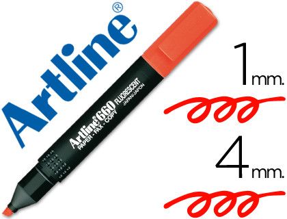 Rotulador Artline Fluorescente Ek-660 Rojo -Punta Biselada