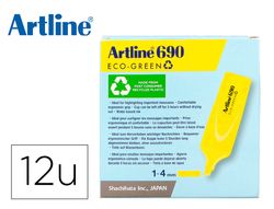 Rotulador artline fluorescente ek-690 eco green punta biselada amarillo