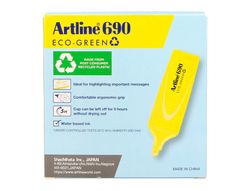 Rotulador artline fluorescente ek-690 eco green punta biselada amarillo