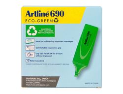 Rotulador artline fluorescente ek-690 eco green punta biselada verde