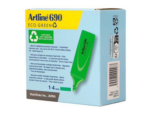 Rotulador artline fluorescente ek-690 eco green punta biselada verde