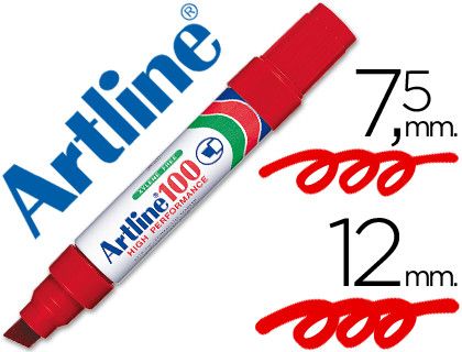 Rotulador Artline Marcador Permanente 100 Rojo -Punta Biselada