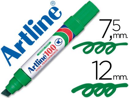 Rotulador Artline Marcador Permanente 100 Verde -Punta Biselada
