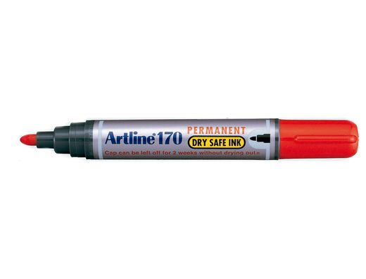 Rotulador Artline Marcador Permanente 170 Rojo -Punta Redonda 2 mm -Antisecado