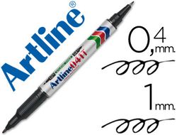 Rotulador Artline Marcador Permanente Ek-041T Negro -Doble Punta 0.4 y 1.0 Mm