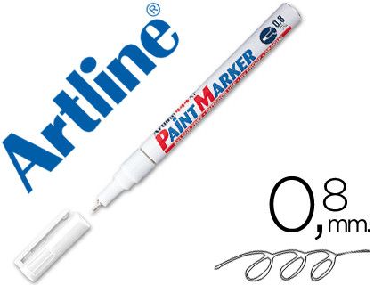 Rotulador Artline Marcador Permanente Ek-444 Xf Blanco -Punta Redonda 0.8 mm -Metal Caucho y Plastico