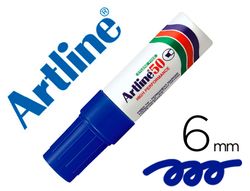 Rotulador artline marcador permanente ek-50 azul -punta biselada 6 mm -papel metal y cristal EK-50-A