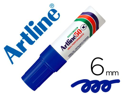 Rotulador artline marcador permanente ek-50 azul -punta biselada 6 mm -papel metal y cristal EK-50-A