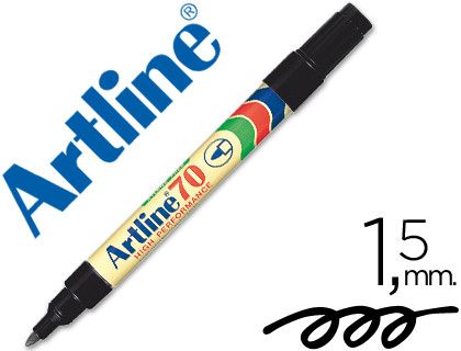 Rotulador Artline Marcador Permanente Ek-70 Negro -Punta Redonda 1.5 mm -Papel Metal y Cristal