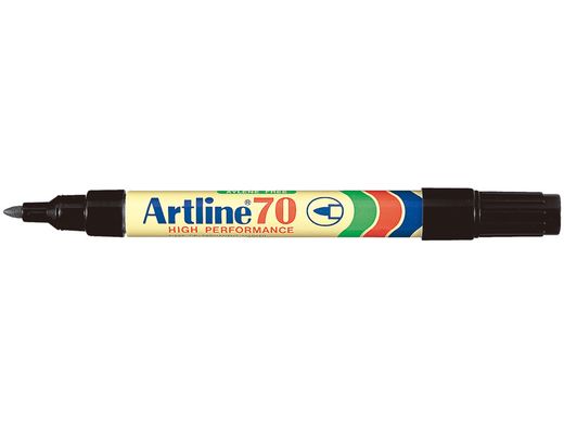 Rotulador Artline Marcador Permanente Ek-70 Negro -Punta Redonda 1.5 mm -Papel Metal y Cristal