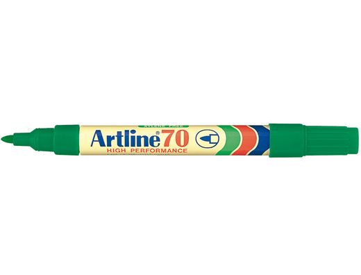 Rotulador Artline Marcador Permanente Ek-70 Verde -Punta Redonda 1.5 mm -Papel Metal y Cristal