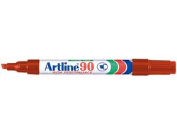 Rotulador Artline Marcador Permanente Ek-90 Rojo -Punta Biselada 5 mm -Papel Metal y Cristal
