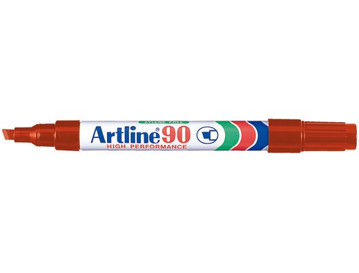 Rotulador Artline Marcador Permanente Ek-90 Rojo -Punta Biselada 5 mm -Papel Metal y Cristal
