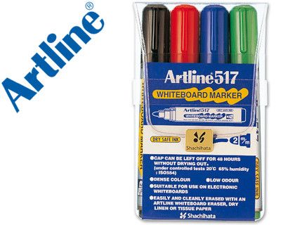 Rotulador Artline Pizarra Ek-517 4 -Punta Redonda 2 mm -Bolsa de 4 Rotuladores