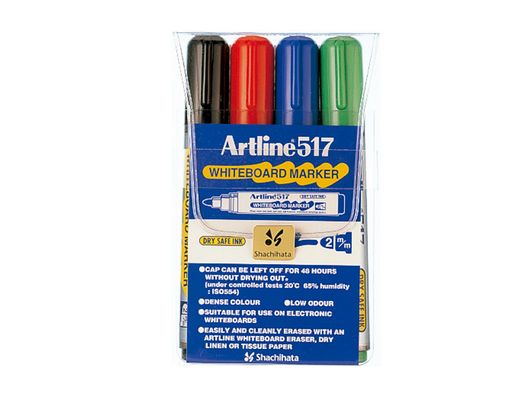 Rotulador Artline Pizarra Ek-517 4 -Punta Redonda 2 mm -Bolsa de 4 Rotuladores