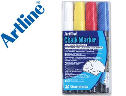Rotulador Artline Pizarra Verde Negra Epw-4-St Colores Surtidos Bolsa de 4 Rotuladores