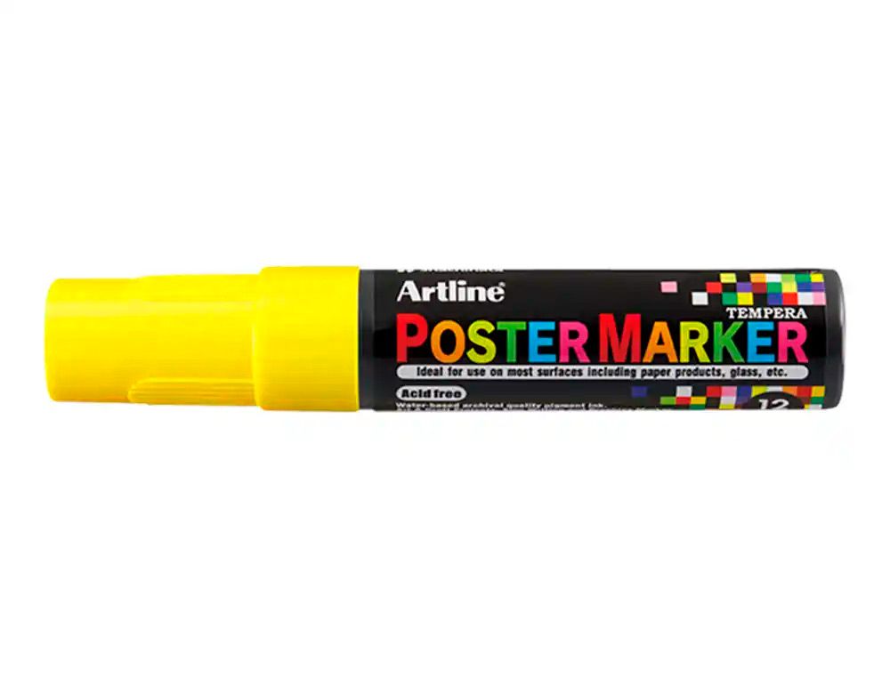 Rotulador artline poster marker epp-12 punta rectangular 12 mm color amarillo fluor