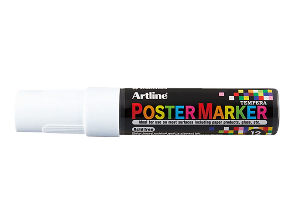 Rotulador artline poster marker epp-12 punta rectangular 12 mm color blanco