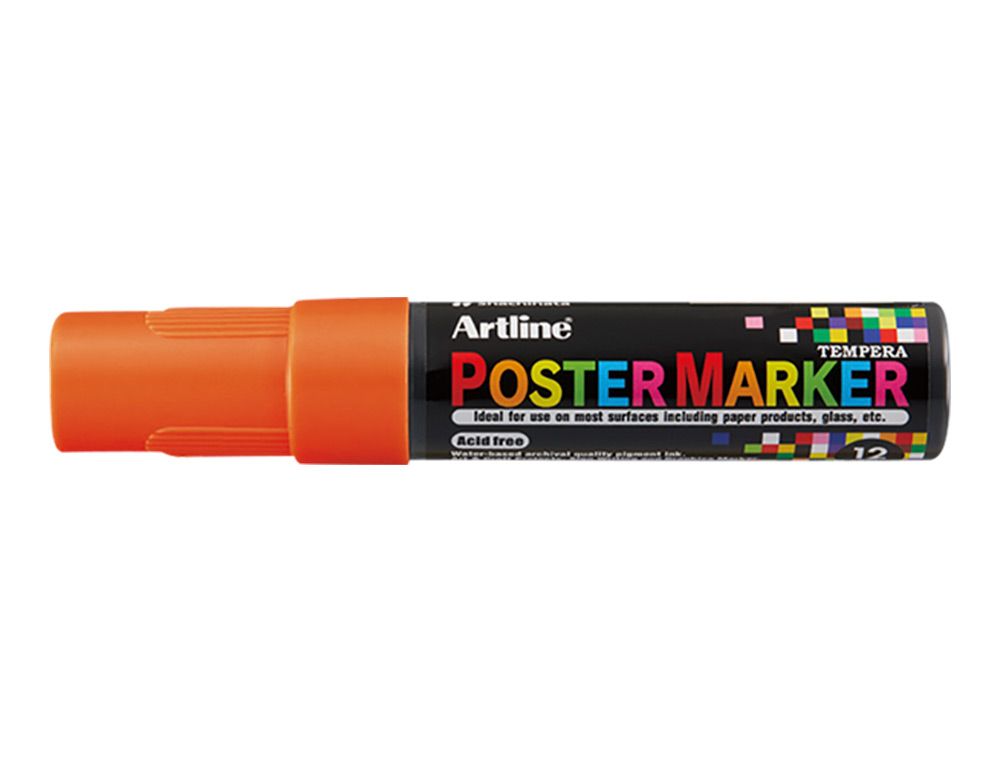 Rotulador artline poster marker epp-12 punta rectangular 12 mm color naranja fluor