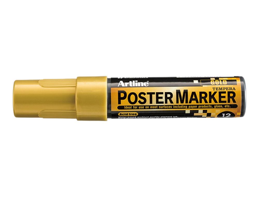 Rotulador artline poster marker epp-12 punta rectangular 12 mm color oro