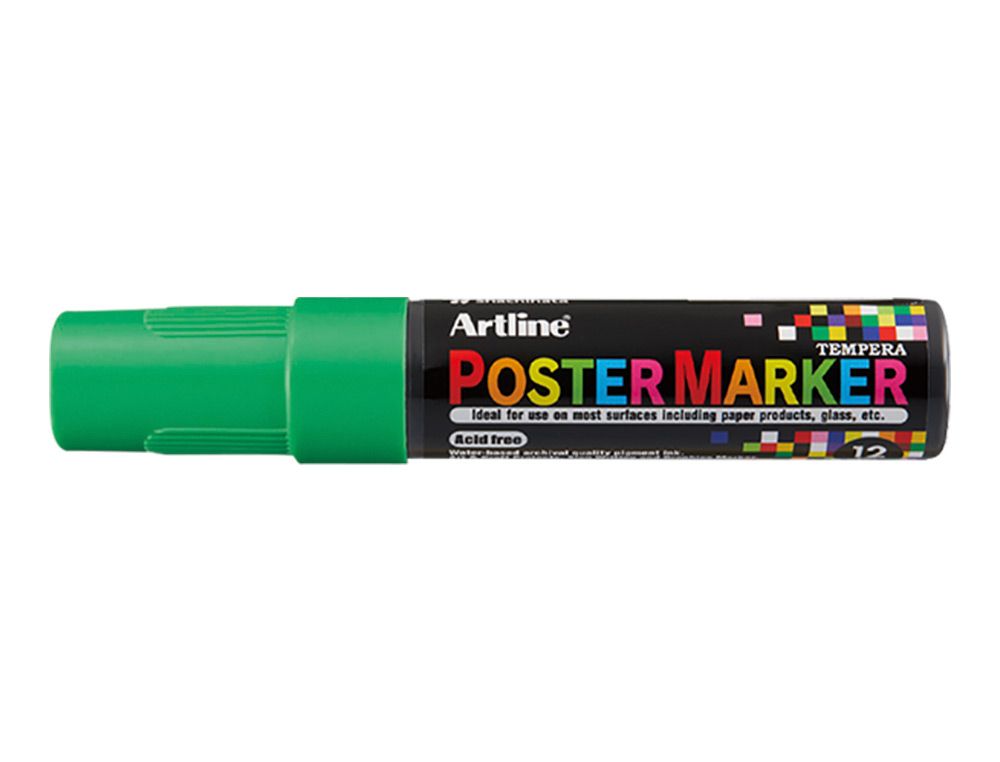 Rotulador artline poster marker epp-12 punta rectangular 12 mm color verde fluor