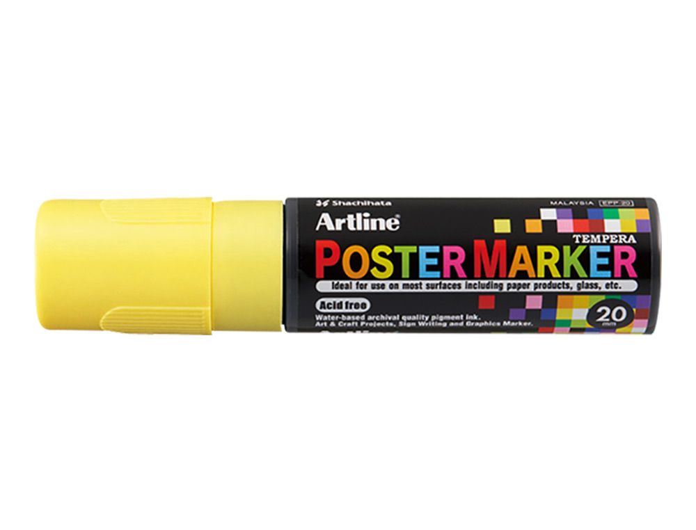 Rotulador artline poster marker epp-20 punta rectangular 20 mm color amarillo fluor