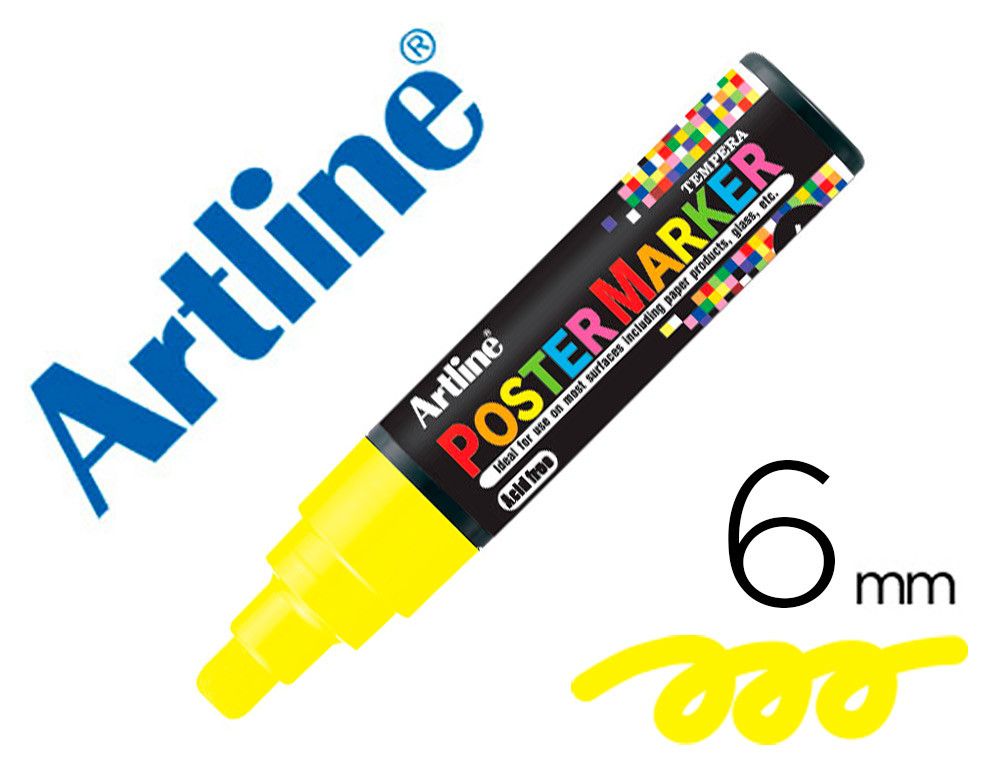 Rotulador artline poster marker epp-6-ama fluo punta redonda 6 mm color amarillo fluor EPP-6-AMA-FLUO