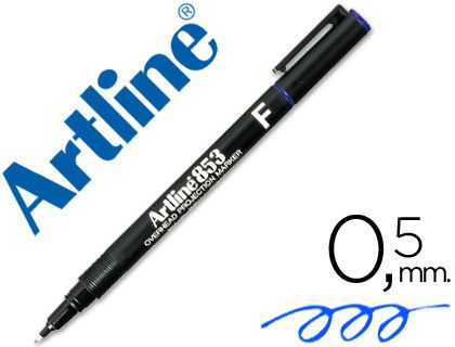 Rotulador Artline Retroproyeccion Punta Fibra Permanente Ek-853 Azul -Punta Redonda 0.5 Mm