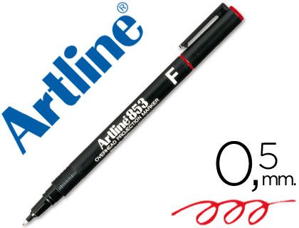 Rotulador Artline Retroproyeccion Punta Fibra Permanente Ek-853 Rojo -Punta Redonda 0.5 Mm