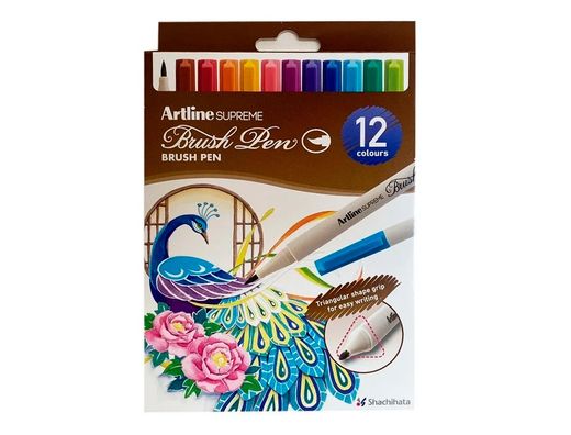 Rotulador artline supreme brush epfs pintura base de agua punta tipo pincel trazo fino bolsa de 12 unidades