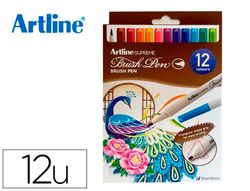 Rotulador artline supreme brush epfs pintura base de agua punta tipo pincel trazo fino bolsa de 12 unidades