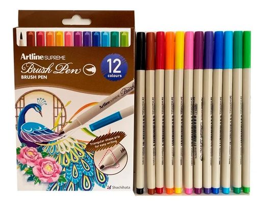 Rotulador artline supreme brush epfs pintura base de agua punta tipo pincel trazo fino bolsa de 12 unidades