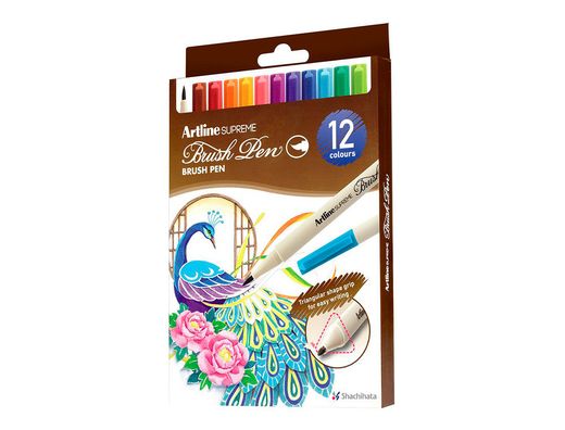 Rotulador artline supreme brush epfs pintura base de agua punta tipo pincel trazo fino bolsa de 12 unidades