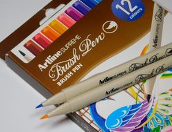Rotulador artline supreme brush epfs pintura base de agua punta tipo pincel trazo fino bolsa de 12 unidades